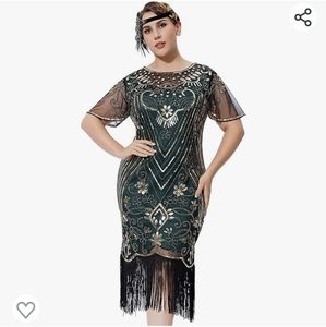 1920s Flapper Dress Plus Size Fringed Sequin Roaring 20s Halloween Costume